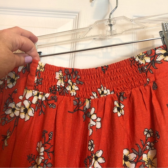 Miss Me Orange Floral Wide Leg Linen Pants Size L - Picture 6 of 9
